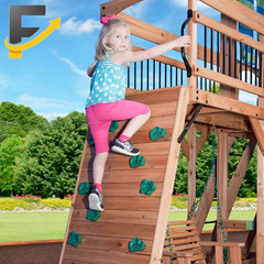 Caribbean Outdoor Playground Set W/ Wave Slide Rockwall Swing Set and Porch