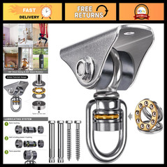 Silent Swing Hanger with Bearing – 1000 LB Capacity, 360° Swivel Hook for Hammoc
