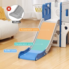 8 in 1 Toddler Slide Set, Kid Slide with Basketball & Telescope, Indoor Playset