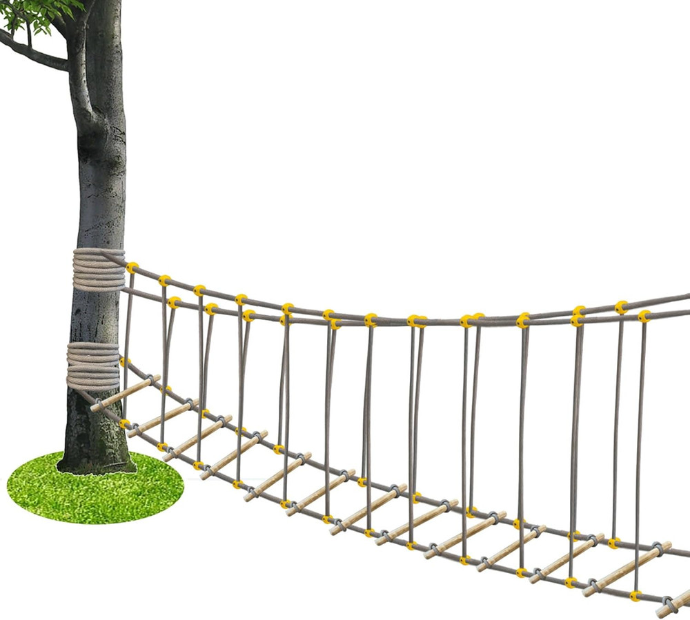 Kids Outdoor Rope Ladder Bridge – 6.5 FT Balance Climbing Obstacle Course