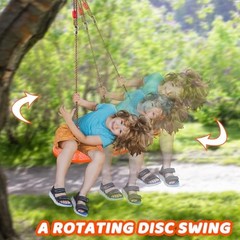 Rotating Disc Swing for Kids – 360° Swivel Seat, No Assembly, Portable Rope