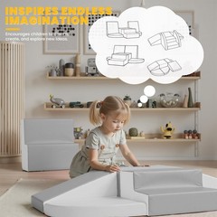 Hoohtoot Soft Foam Climbing Blocks for Toddlers: 6-Piece PU Leather Play Set …