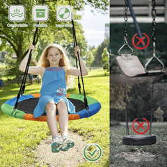 40 In. Outdoor Tree Swing 600 Lbs. Capacity Adjustable Ropes Playground Backyard