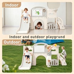 11-in-1 Toddler Playset w/ Slide, Climber, Basketball Hoop & Tunnel – Ages 1-3