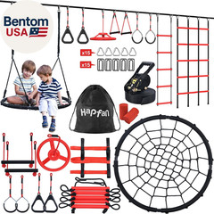 50 Ft Ninja Warrior Obstacle Course for Kids with Tree Swing, Portable Slackline