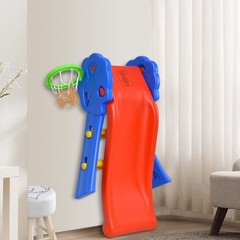 Tobogán de plástico para niños de interior (barandilla floral+aro de baloncesto)