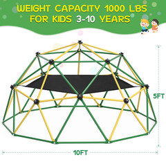 OUTDOOR CLIMBING DOME PLAYSCAPE 10 Ft with Hammock, Anti-Rust