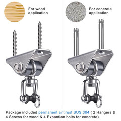 SELEWARE Anti-Squeaking Swing Medium, Silver ( 2 Pack 360° Hanger )