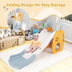 Toddler Slide, 3 in 1 Freestanding Foldable Kids Slide with Climber, Basketball