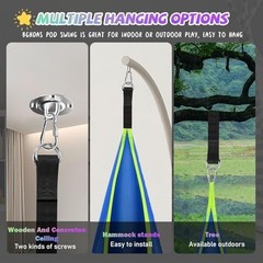 LED Light Up Kids Pod Swing Seat – Sensory Hammock Chair for Autistic Children,