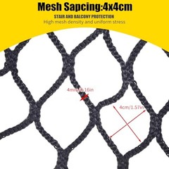 Climbing Cargo Net for Kids Outdoor Balcony Safety Net 4.9×9.8ft(1.5x3m) Black