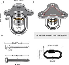 SELEWARE 360° Swivel Hanger with Bearing & Carabiner, Heavy Duty Hook for Tire a