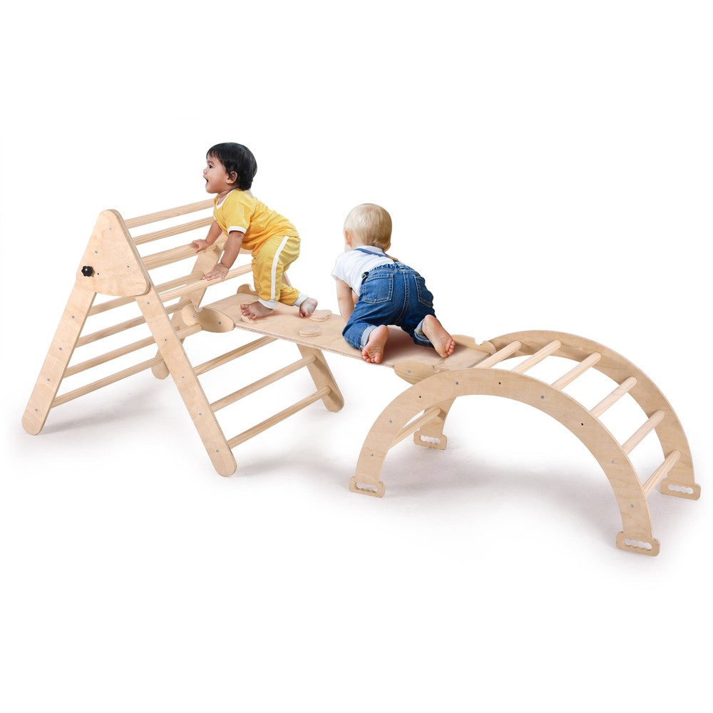 Climber Slide Kids Set Playground Foldable Wooden Montessori with Ramp Rocker