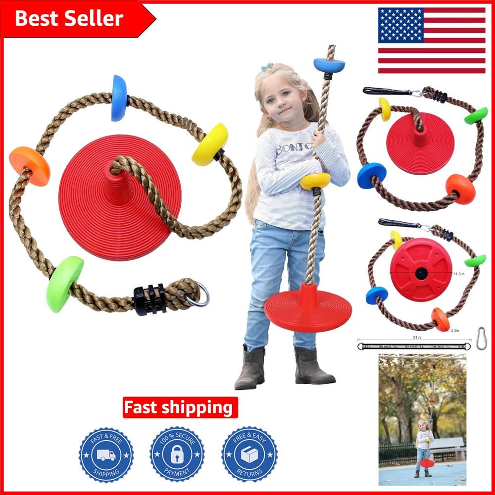Outdoor Kids Swing Set with Colorful Disc Seat – Promotes Balance & Coordination
