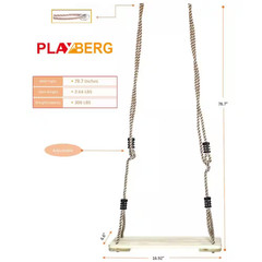 Wooden Swings with 4 Included Ropes, Tree Swing, Bar, Climbing Rope Ladder and S