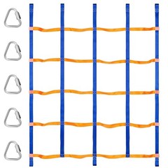 Climbing Net for Kids Outdoor, Portable Ninja Cargo Net Rope Blue&orange