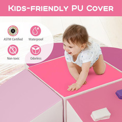 Climbing Toys for Toddlers, 6 Pieces Baby Foam Blocks Soft Play Set with PU Leat
