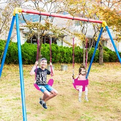 Toddler Swing Set for Outside – High Back Full Bucket Seat with 4 Hanging Str…