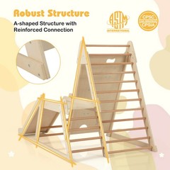 3-In 1 Jungle Gym Playground for Toddlers w/ Extended Slide & Wooden Climber