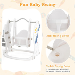 4 in 1 Toddler Slide and Swing Set, Indoor Outdoor Rocket Playset Gym with Baby
