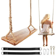 Wooden Tree Swing, 500lbs Load Capacity Heavy-Duty Wooden Swing Seat for