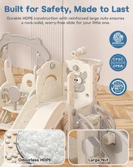 7-in-1 Toddler Slide and Swing Set with Climber, Basketball & Golf Toys