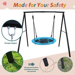440lbs Metal Playground Swing Set Kids Swing Set Heavy Duty A-Frame Saucer Swing