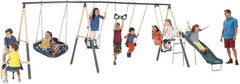 Deerfield Outdoor Swing Set with Slide, See Saw, Trapeze & Fun-Glidr