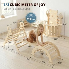 Pikler Triangle Set, Toddler Climbing Toys Indoor 7in1 Foldable