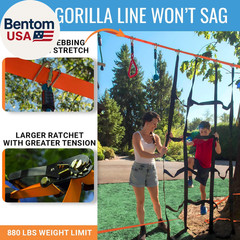 Hyponix Ninja Warrior Obstacle Course for Kids – 2 X 60 Ft Slackline with 13 Out