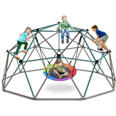 10FT Climbing Dome with Swing Outdoor Jungle Gym for Kids Geometric Dome Climber