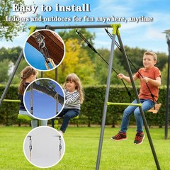 Favuit Wooden Swing Seat Hanging Tree Swing Adjustable Nylon Rope Outdoor Wood