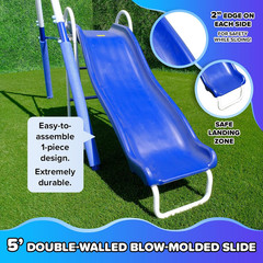 Fairbrook Kids Metal Swing Set with Slide & Swings – 500 lb Capacity