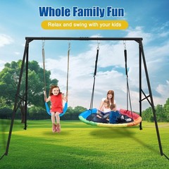 Heavy Duty A Frame Swing Stand for Two Swings 70 Inch High Black Powder Coated