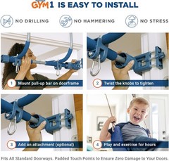 6-Piece Doorway Gym Indoor Playground – 6-Piece, Blue – Indoor Playset with S…