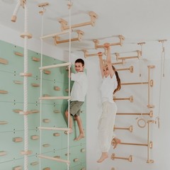 Kids Climbing Ropes Set Ceiling Mounted Swing Rings Ladder Indoor Play Gym