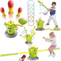 4-in-1 Cactus Outdoor Play Set for Kids Ages 3-8: Rocket Launcher, Baseball &…