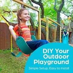 Backyard Swing Set with Monkey Bars & Trapeze, Heavy Duty Chain, Outdoor Play Eq