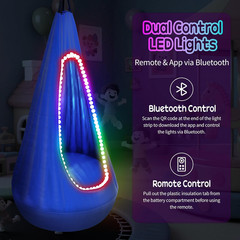 Light Up Kids Pod Swing Seat Max 260Lbs Sensory for with LED Blue