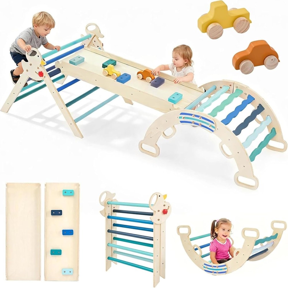 9-in-1 Pikler Triangle Set for Toddlers,Foldable Montessori Climbing Toys Indoor