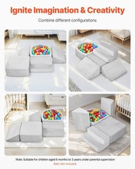 Foam Climbing Playset 5-Pc for Toddlers, Velvet Cover & Ball Pit