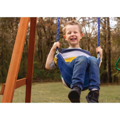 Swing Seat Blue Heavy-Duty Belt with Yellow Chain Child Playset Durable NEW