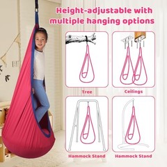 HiCamer Sensory Swing for Kids indoor and outdoor Pod hammock Chair Cranberry