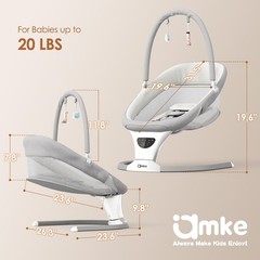 AMKE Baby Swing for Infants with Spacious & Breathable Mesh Seat 5-Point Harness