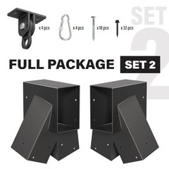 Heavy Duty Swing Sets Bracket Kit, Including 2 A-Frame + 4 Swing Hangers Black