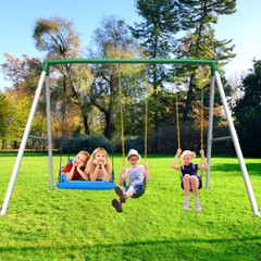 660lbs Metal Swing Set with 3 Swings Heavy Duty A-Frame Kids Backyard Swing Set
