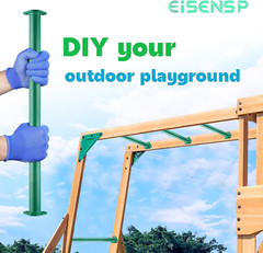 15 Set Metal Monkey Bars Rungs for Indoor/Outdoor Climbing – Green