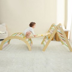 Toddler Climbing Toy Wooden Arch Ramp Ladder Climbing Toy Set For 1-3 Year Old