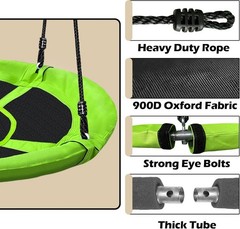 Durable 500Lb Capacity 40” Kids Saucer Swing – All-Weather Oxford Fabric Seat