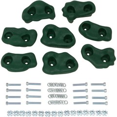 SWING SET STUFF SMALL TEXTURED ROCK HOLDS SET OF 8 MOUNTING HARDWARE GREEN 0014
